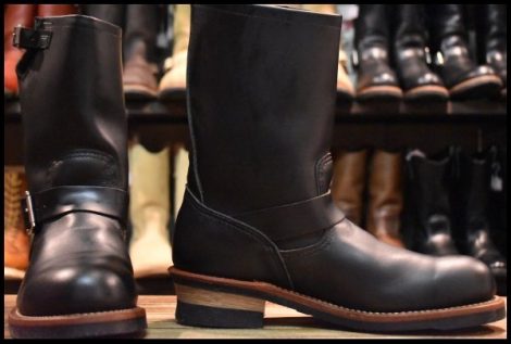 【8.5D 箱付 美品 10年】レッドウィング 2268 エンジニア 黒 ブラッククローム スチールトゥ プルオン ブーツ redwing HOPESMORE