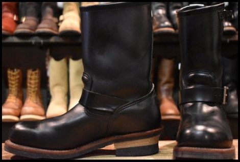 【8.5D 美品 13年】レッドウィング 2268 エンジニア 黒 ブラッククローム スチールトゥ プルオン ブーツ redwing HOPESMORE