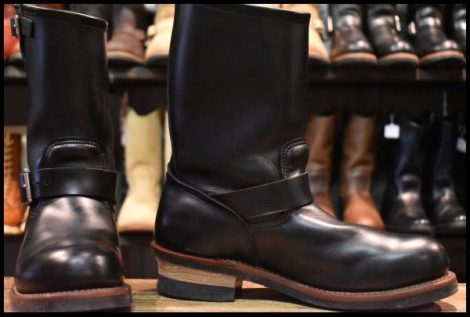 【8.5D 美品 13年】レッドウィング 2268 エンジニア 黒 ブラッククローム スチールトゥ プルオン ブーツ redwing HOPESMORE