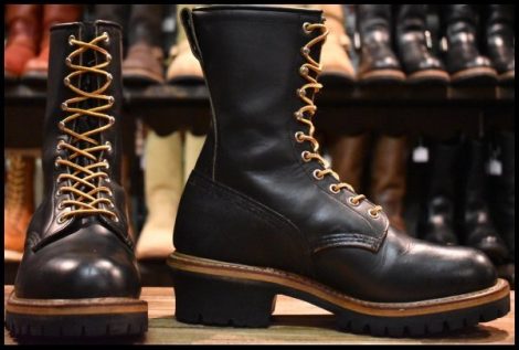 【8E 美品 羽タグ】レッドウィング 699 ロガー 黒 ブラッククローム ロング スチール無し 2218 ブーツ redwing HOPESMORE