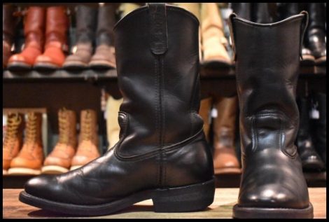 【8E 良品 羽タグ 99年】レッドウィング 8155 ペコス 黒 ブラッククローム プルオン ブーツ redwing pecos HOPESMORE
