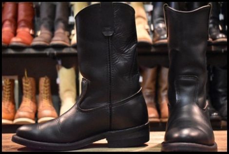【7.5E 良品 羽タグ 97年】レッドウィング 8155 ペコス 黒 ブラッククローム プルオン ブーツ redwing pecos HOPESMORE