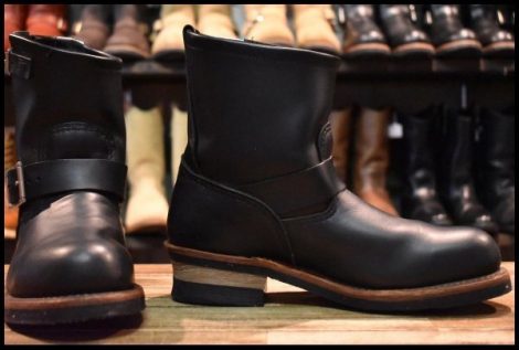 【7.5D 良品 09年】レッドウィング 2976 ショート エンジニア 黒 ブラッククローム スチールトゥ プルオン ブーツ redwing HOPESMORE