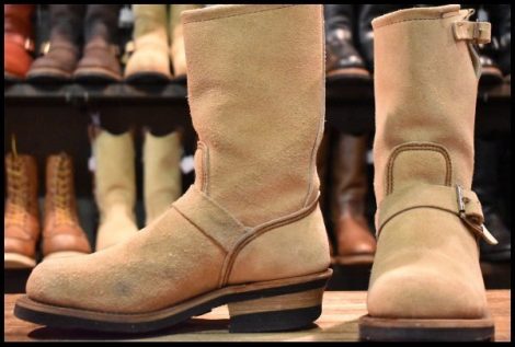 【5.5D 良品 PT91プリント 94年】レッドウィング 8268 スエード エンジニア ラフアウト スチールトゥ ベージュ ブーツ redwing HOPESMORE