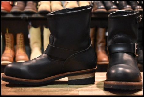 【7.5D 良品 09年】レッドウィング 2976 ショート エンジニア 黒 ブラッククローム スチールトゥ プルオン ブーツ redwing HOPESMORE