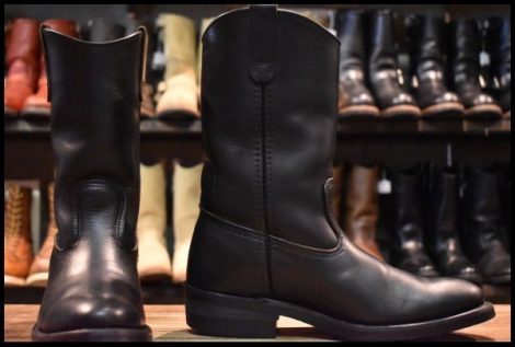 【7.5E 良品 羽タグ 97年】レッドウィング 8155 ペコス 黒 ブラッククローム プルオン ブーツ redwing pecos HOPESMORE