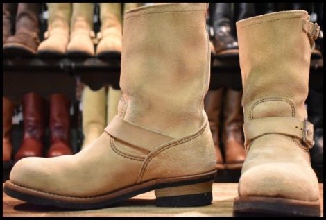 【8.5D 良品 10年】レッドウィング 8268 スエード エンジニア ホーソーンアビレーンラフアウト ベージュ ブーツ redwing HOPESMORE