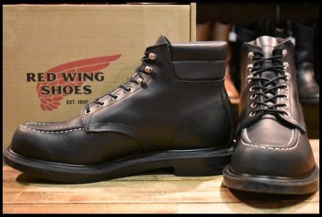 【11E 箱付 美品 23年】レッドウィング 8133 スーパーソール 黒 ブラッククローム モックトゥ レースアップ ブーツ redwing HOPESMORE