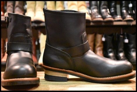 【10D 箱付 美品 13年】レッドウィング 2976 ショート エンジニア 黒 ブラッククローム スチールトゥ ブーツ redwing HOPESMORE