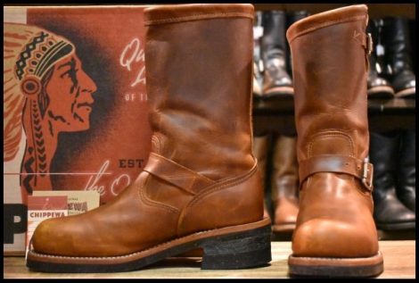 【7.5E 良品 黒タグ】Chippewa チペワ エンジニア 1901M05 茶 タンレネゲード ブラウン 11インチハイト スチールトゥ ブーツ HOPESMORE