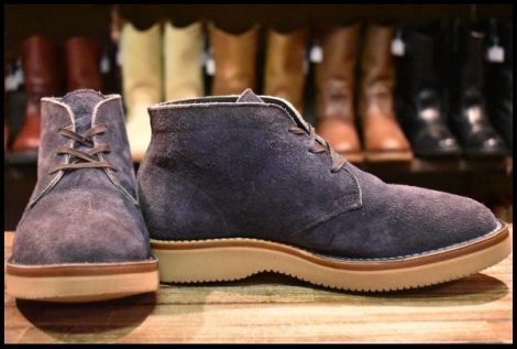 【UK7 箱付 美品】VIBERG ヴァイバー スエード チャッカ ラティゴレザー ラフアウト ビブラム2021 ネイビー ヴァイバーグ ブーツ HOPESMORE