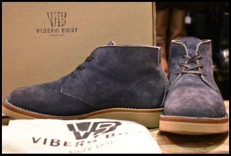 【UK7 箱付 美品】VIBERG ヴァイバー スエード チャッカ ラティゴレザー ラフアウト ビブラム2021 ネイビー ヴァイバーグ ブーツ HOPESMORE