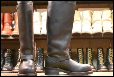 【7D 良品 白タグ】Chippewa チペワ 27909 エンジニア ブラック 黒 スチールトゥ ロング ビブラム ブーツ HOPESMORE