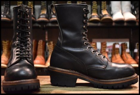 【8D 良品 PT91刺繍】レッドウィング 2218 ロガー 黒 ブラック スチールトゥ 編み上げ ブーツ redwing HOPESMORE
