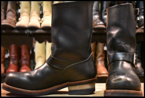 【8.5D 良品 10年】レッドウィング 2268 エンジニア 黒 ブラッククローム スチールトゥ プルオン ブーツ redwing HOPESMORE