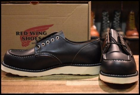 【9D 箱付 未使用 25年】レッドウィング 8090 オックスフォード 黒 ブラックプレーリー モックトゥ ローカット ブーツ redwing HOPESMORE