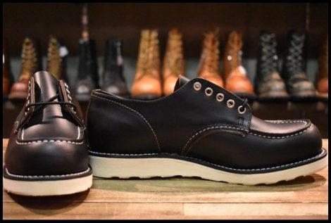 【9D 箱付 未使用 25年】レッドウィング 8090 オックスフォード 黒 ブラックプレーリー モックトゥ ローカット ブーツ redwing HOPESMORE