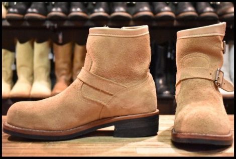 【8E 良品 黒タグ】Chippewa チペワ 91070 ショートスエード エンジニア 7インチハイト サンドスエード スチール ブーツ HOPESMORE
