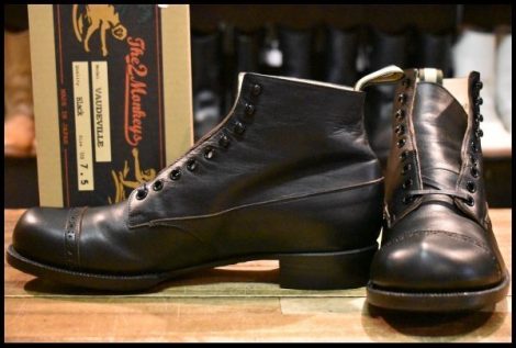 【7.5 箱付 未使用】The 2 Monkeys トゥーモンキーズ VAUDEVILLE ブラック メダリオントゥ ジェラード JELADO ブーツ HOPESMORE