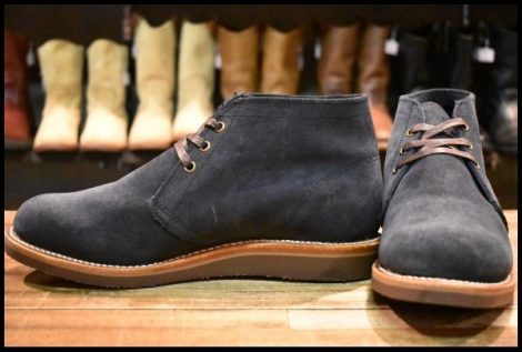 【9.5E 美品 刺繍縄タグ復刻】Chippewa チペワ チャッカ 1901G07 ネイビー スエード 紺 ラフアウト 編み上げ ブーツ HOPESMORE