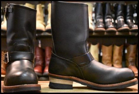 【9D 良品 08年09年】レッドウィング 2268 エンジニア 黒 ブラッククローム スチールトゥ プルオン ブーツ redwing HOPESMORE