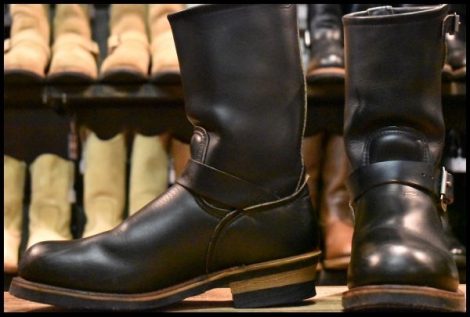 【8D 美品 PT91刺繍 97年】レッドウィング 2268 エンジニア 黒 ブラッククローム スチールトゥ プルオン ブーツ redwing HOPESMORE