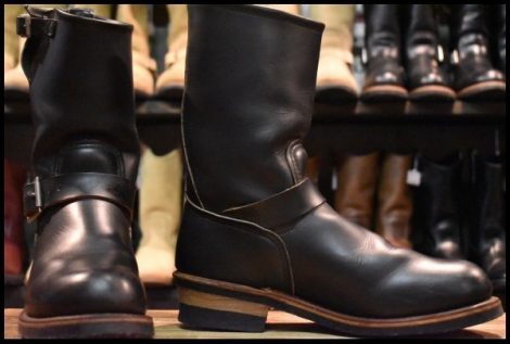 【8D 美品 PT91刺繍 97年】レッドウィング 2268 エンジニア 黒 ブラッククローム スチールトゥ プルオン ブーツ redwing HOPESMORE