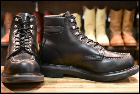 【7.5E 良品 23年】レッドウィング 8133 スーパーソール 黒 ブラッククローム モックトゥ 編み上げ ブーツ redwing HOPESMORE