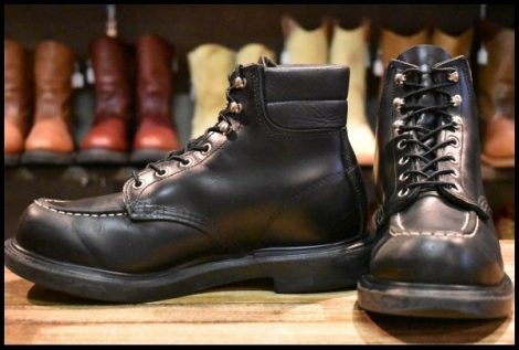 【7.5E 良品 23年】レッドウィング 8133 スーパーソール 黒 ブラッククローム モックトゥ 編み上げ ブーツ redwing HOPESMORE