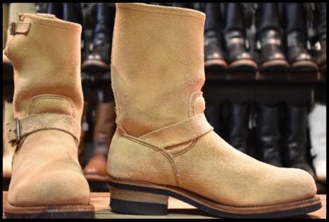 【8D 良品 PT99プリント 旧シルエット 04年】レッドウィング 8268 スエード エンジニア スチールトゥ ベージュ ブーツ redwing HOPESMORE