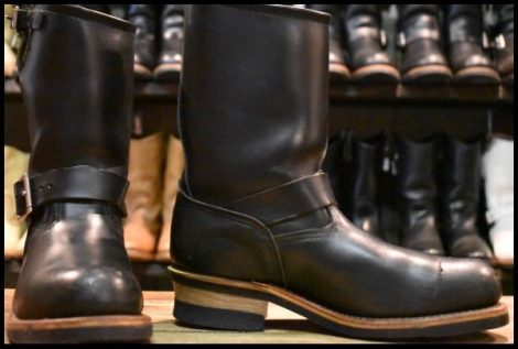 【8D 良品 07年】レッドウィング 2268 エンジニア 黒 ブラッククローム スチールトゥ プルオン ブーツ redwing HOPESMORE