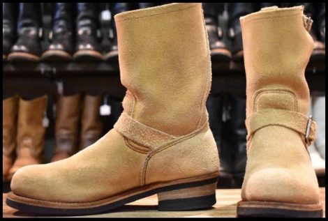 【8D 良品 PT99プリント 旧シルエット 04年】レッドウィング 8268 スエード エンジニア スチールトゥ ベージュ ブーツ redwing HOPESMORE