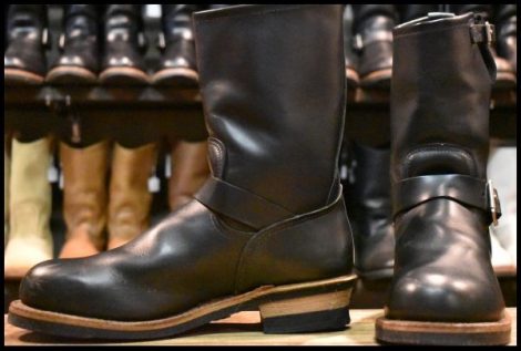 【9D 良品 PT99プリント 旧シルエット 05年】レッドウィング 2268 エンジニア 黒 ブラッククローム ブーツ redwing HOPESMORE