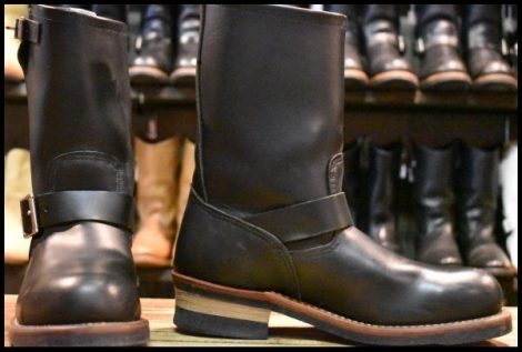 【7.5D 美品 10年】レッドウィング 2268 エンジニア 黒 ブラッククローム スチールトゥ プルオン ブーツ redwing HOPESMORE