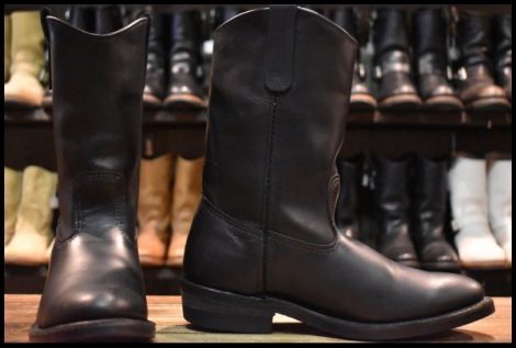 【9E 箱付 良品 07年】レッドウィング 8155 ペコス 黒 ブラッククローム プルオン ブーツ redwing pecos HOPESMORE