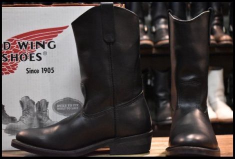 【9E 箱付 良品 07年】レッドウィング 8155 ペコス 黒 ブラッククローム プルオン ブーツ redwing pecos HOPESMORE