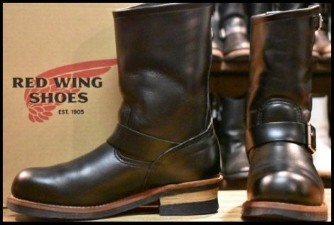 【7D 箱付 良品 19年】レッドウィング 2268 エンジニア 黒 ブラッククローム スチールトゥ プルオン ブーツ redwing HOPESMORE