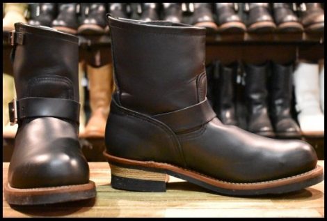 【9D 箱付 美品 13年】レッドウィング 2976 ショート エンジニア 黒 ブラッククローム スチールトゥ ブーツ redwing 8182 HOPESMORE