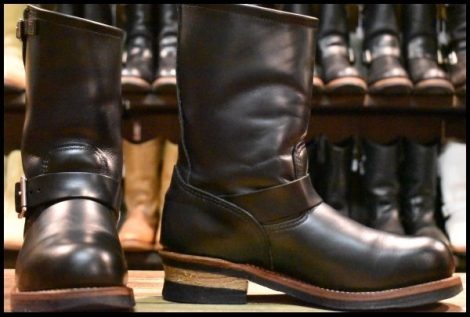【7D 箱付 良品 19年】レッドウィング 2268 エンジニア 黒 ブラッククローム スチールトゥ プルオン ブーツ redwing HOPESMORE