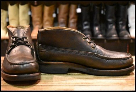 【8E? ジャンク】RUSSELL MOCCASIN ラッセルモカシン スポーティングクレーチャッカ ブラック 黒 シングルモカシン 短靴 ブーツ HOPESMORE