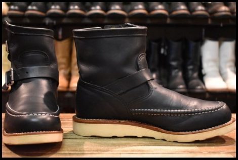 【9.5E 良品 黒タグ】Chippewa チペワ 1901M07 HIGHLANDER ハイランダー ショートモック エンジニア ブラック ブーツ HOPESMORE
