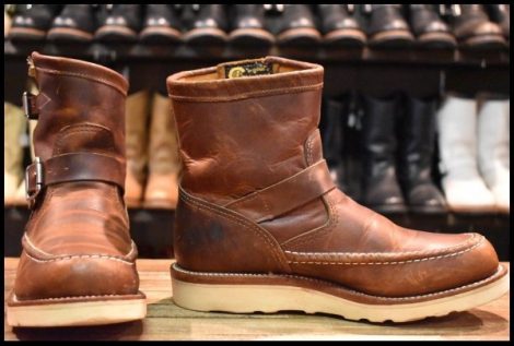 【7E 良品 黒タグ】Chippewa チペワ ハイランダーショートモックエンジニア 1901M08 7インチハイト タン オイルドレザー ブーツ HOPESMORE