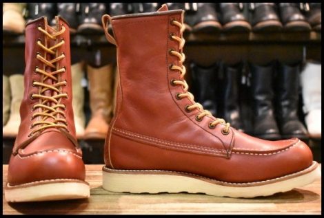 【8D 箱付 美品 犬タグ復刻】レッドウィング 8877 ロング アイリッシュセッター 赤茶 オロラセット モックトゥ ブーツ redwing HOPESMORE