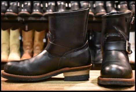 【7D 良品 11年】レッドウィング 2976 ショート エンジニア 黒 ブラッククローム スチールトゥ ブーツ redwing HOPESMORE