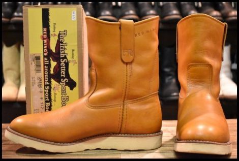【9.5E 箱付 良品 11年】レッドウィング 9866 ゴールドラセット ペコス 茶 プルオン クッションソール ブーツ redwing pecos HOPESMORE