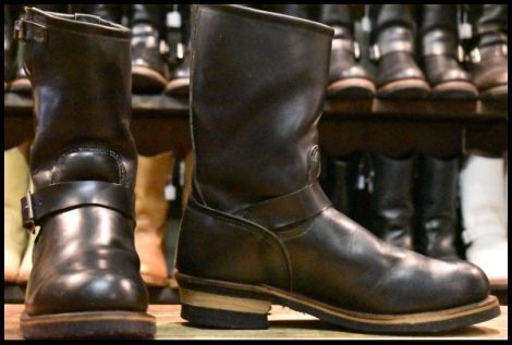 【9D 良品 PT91刺繍】レッドウィング 2268 エンジニア 黒 ブラッククローム スチールトゥ プルオン ブーツ redwing HOPESMORE