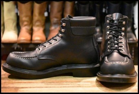 【9E 美品 23年】レッドウィング 8133 スーパーソール 黒 ブラッククローム モックトゥ 編み上げ ブーツ redwing HOPESMORE