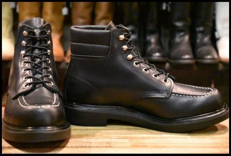 【9E 美品 23年】レッドウィング 8133 スーパーソール 黒 ブラッククローム モックトゥ 編み上げ ブーツ redwing HOPESMORE