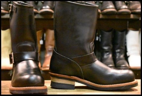 【8D 美品 17年】レッドウィング 2268 エンジニア 黒 ブラッククローム プルオン スチールトゥ ブーツ redwing HOPESMORE