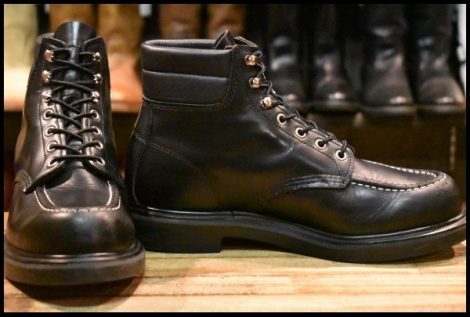 【9E 箱付 良品 23年】レッドウィング 8133 スーパーソール 黒 ブラッククローム モックトゥ レースアップ ブーツ redwing HOPESMORE